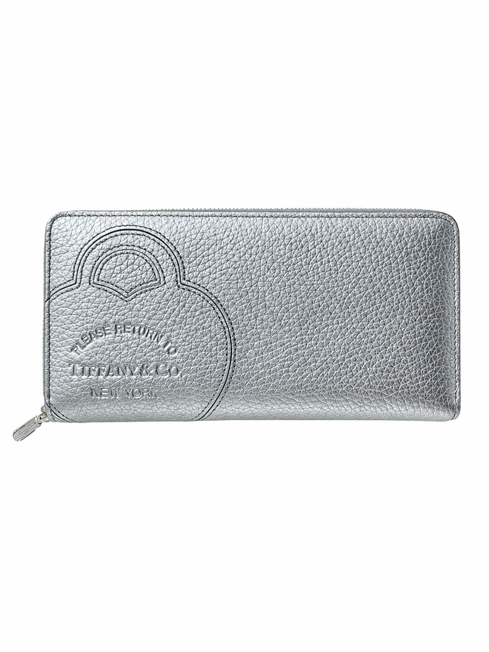 Rare Tiffany & Co Return To Tiffany Metallic Silver Zip Around Wallet NWT